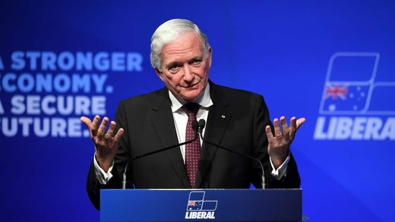 Liberal Party Federal President Nick Greiner addresses the audience.