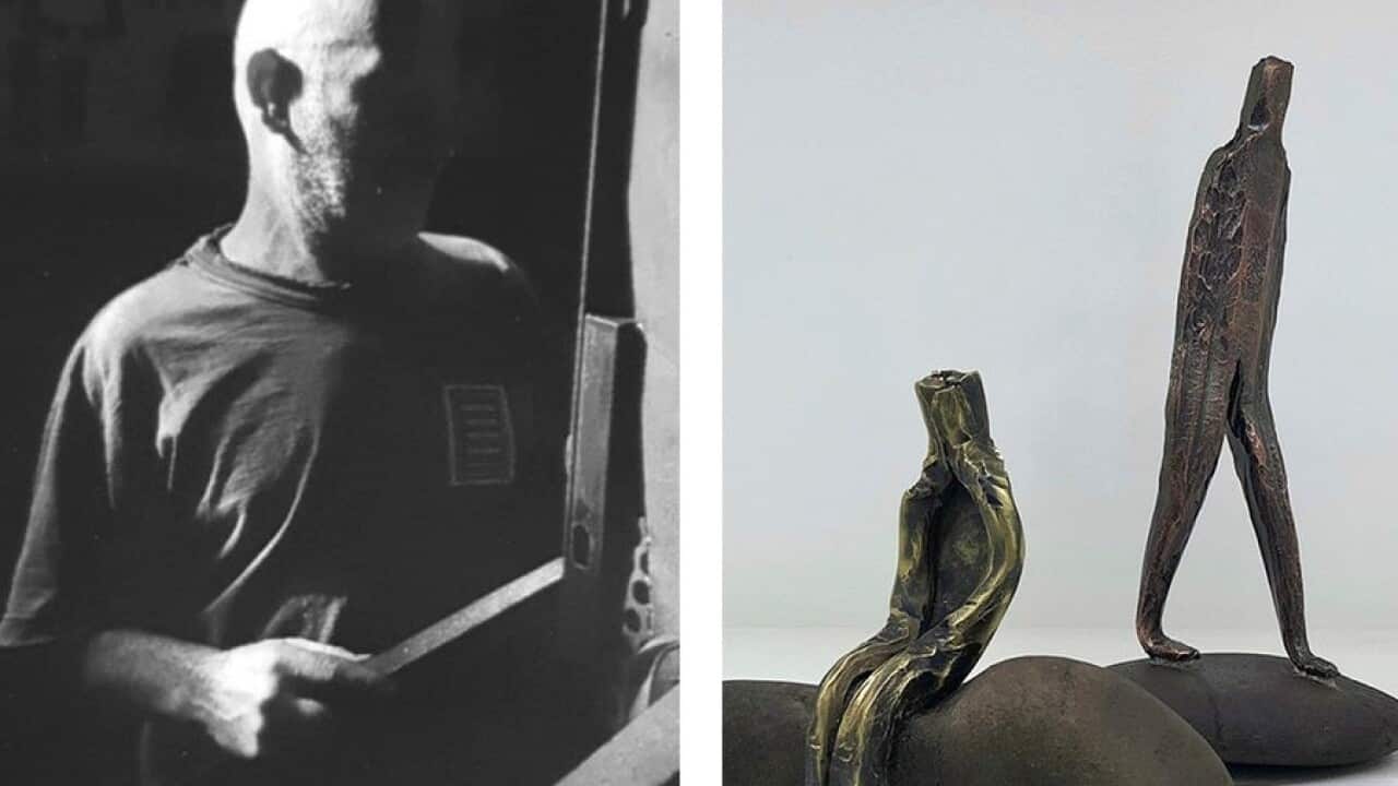 Francesco Petrolo and one his artworks