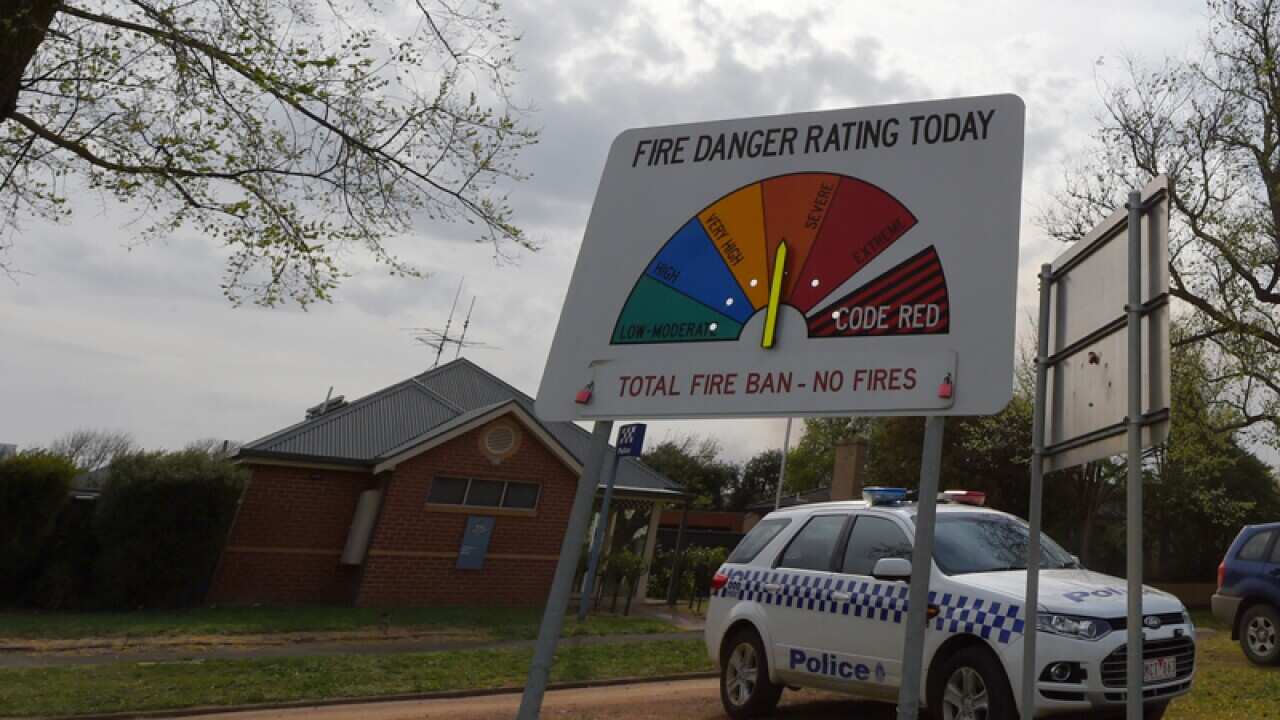 A fire danger rating sign