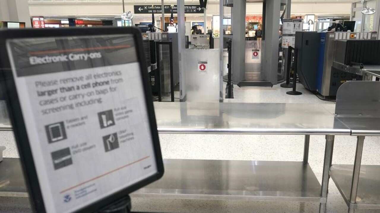 A closed security checkpoint at Houston airport amid the partial US government shutdown.