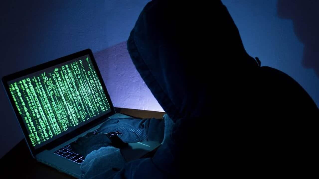 Hacker attacking internet