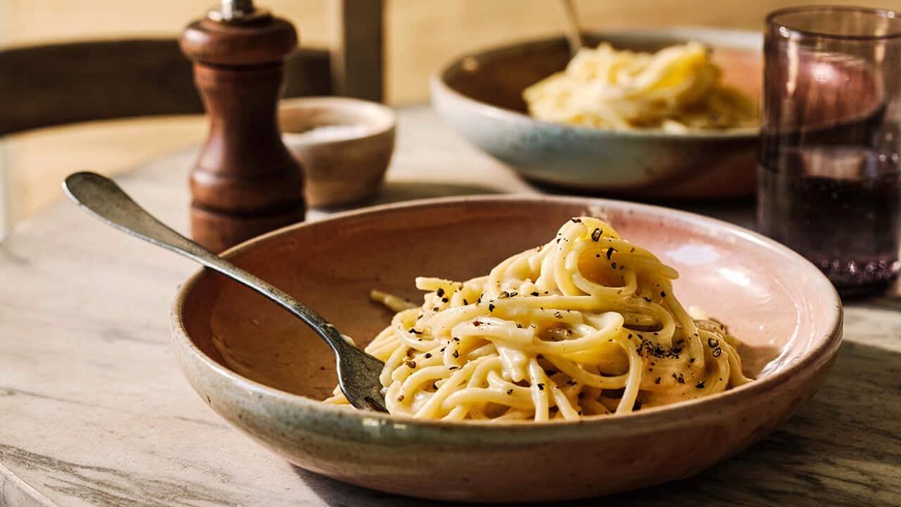 Spaghetti with pecorino romano and black pepper