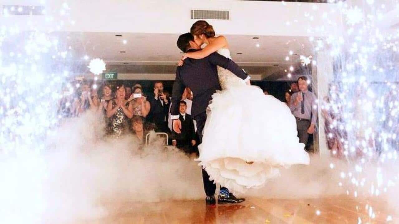 Newly wed doing their bridal dance