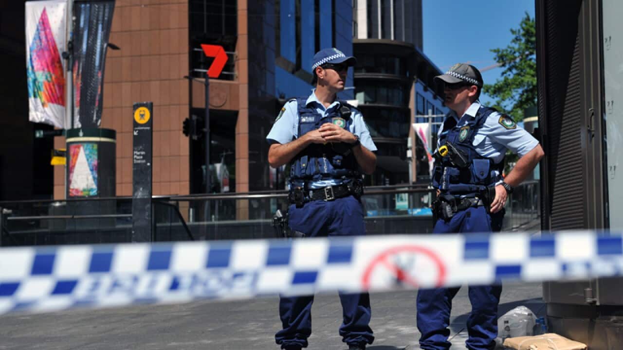 NSW Police are seen in Martin Place