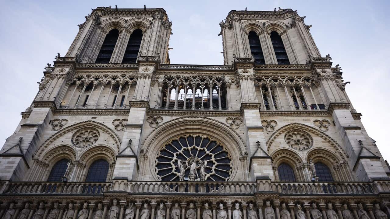President Macron Visits Notre-Dame Cathedral One Week Before Its Reopening - Paris