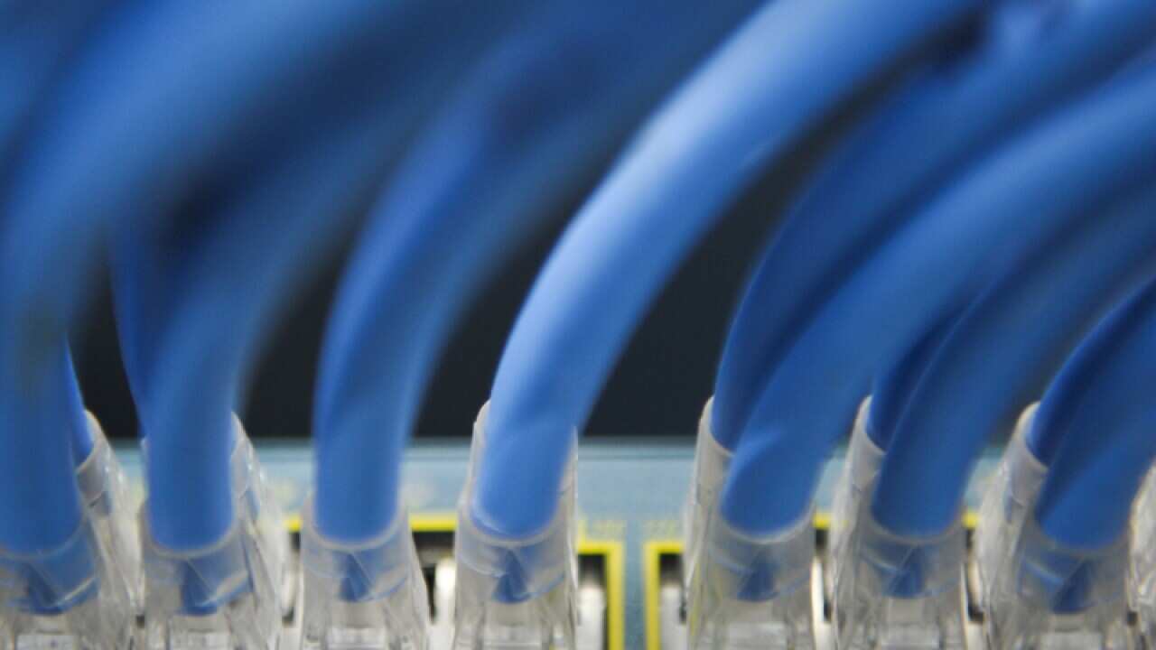 Ethernet cables in a server room