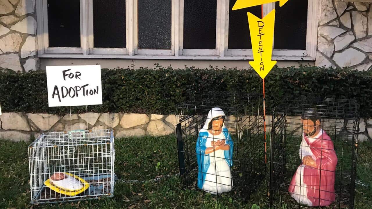 the Nativity scene depicting the birth of Jesus - into a statement about immigration by putting the Holy Family in cages.