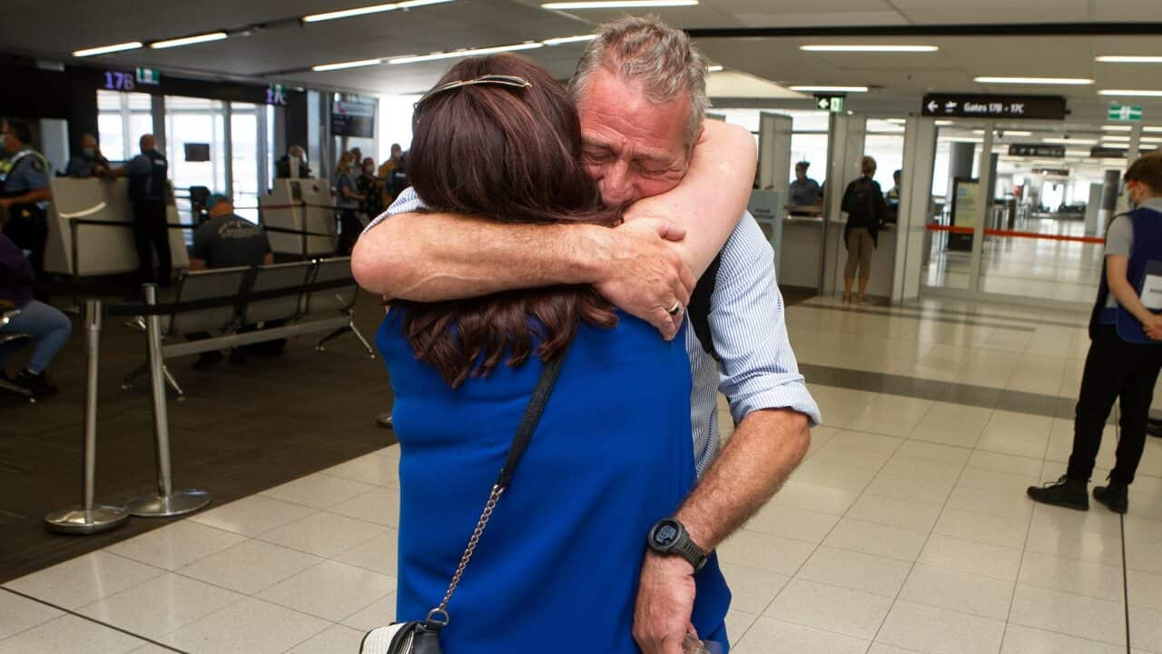 A welcome home scene at the airport