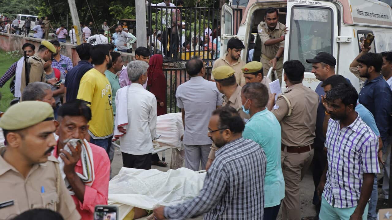 More than 100 people killed in stampede at Hindu religious gathering in northern India More than 100 people killed in stampede at Hindu religious gathering in northern India