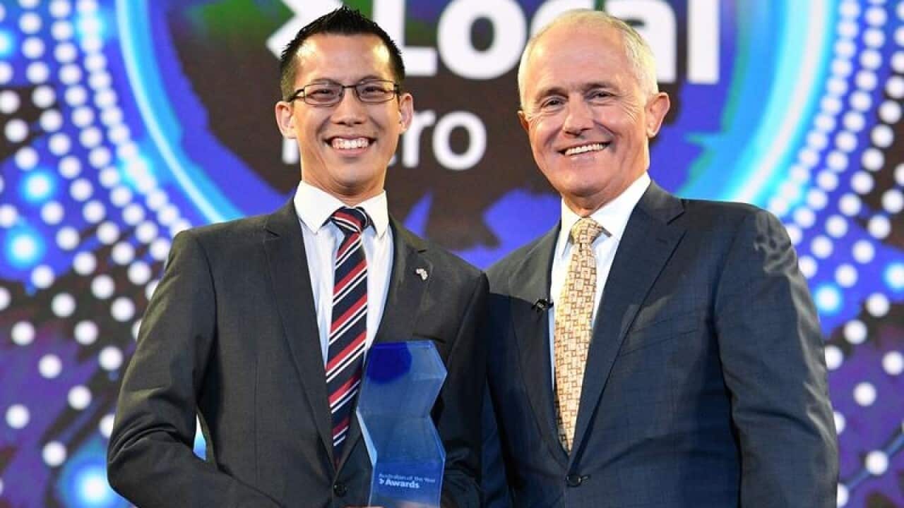 Prime Minister Malcolm Turnbull and 2018 Local Hero Eddie Woo