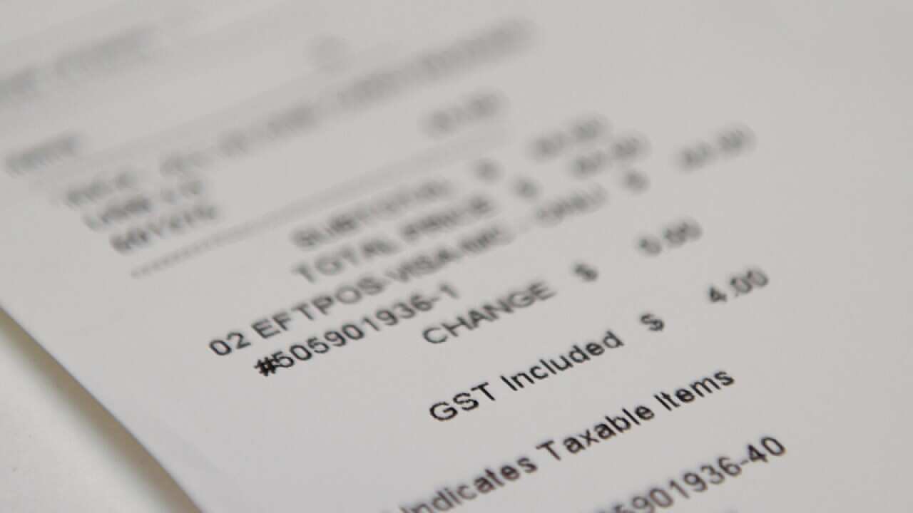 A GST indicator on a receipt