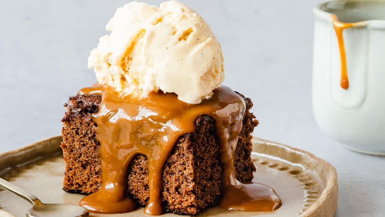 Sticky date cake with toffee sauce