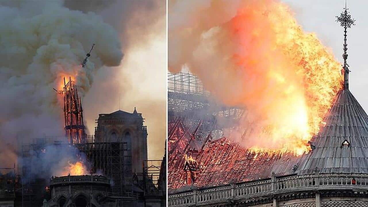 Notre Dame in flames.