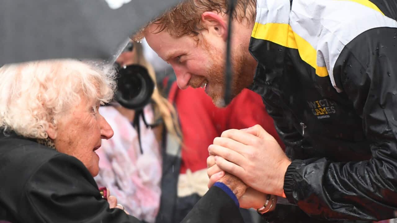 Prince Harry meets with Daphne Dunne