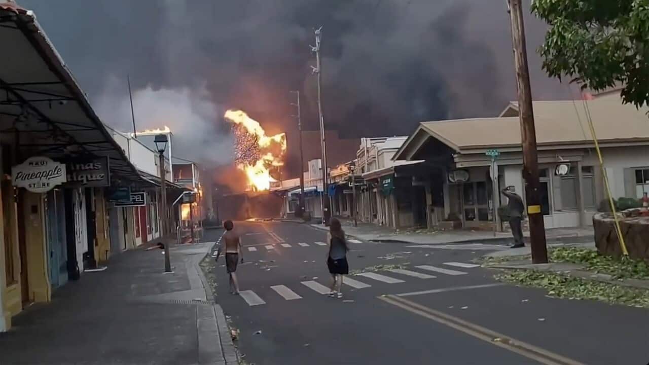 Buildings on fire
