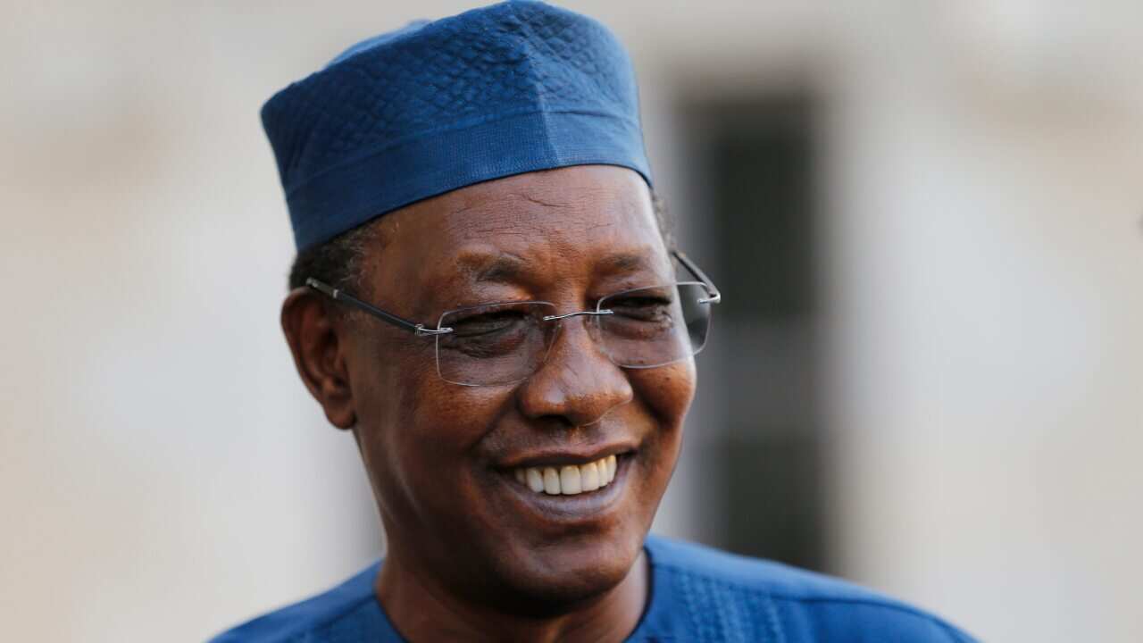 Chad's President Idriss Deby Itno arrives at the G5 Sahel summit in Pau, southwestern France, in January 2020.