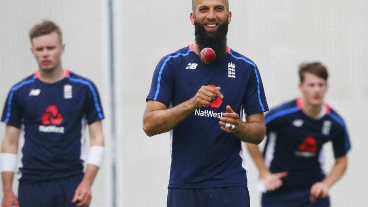 England's Moeen Ali during a nets session at The Gabba.