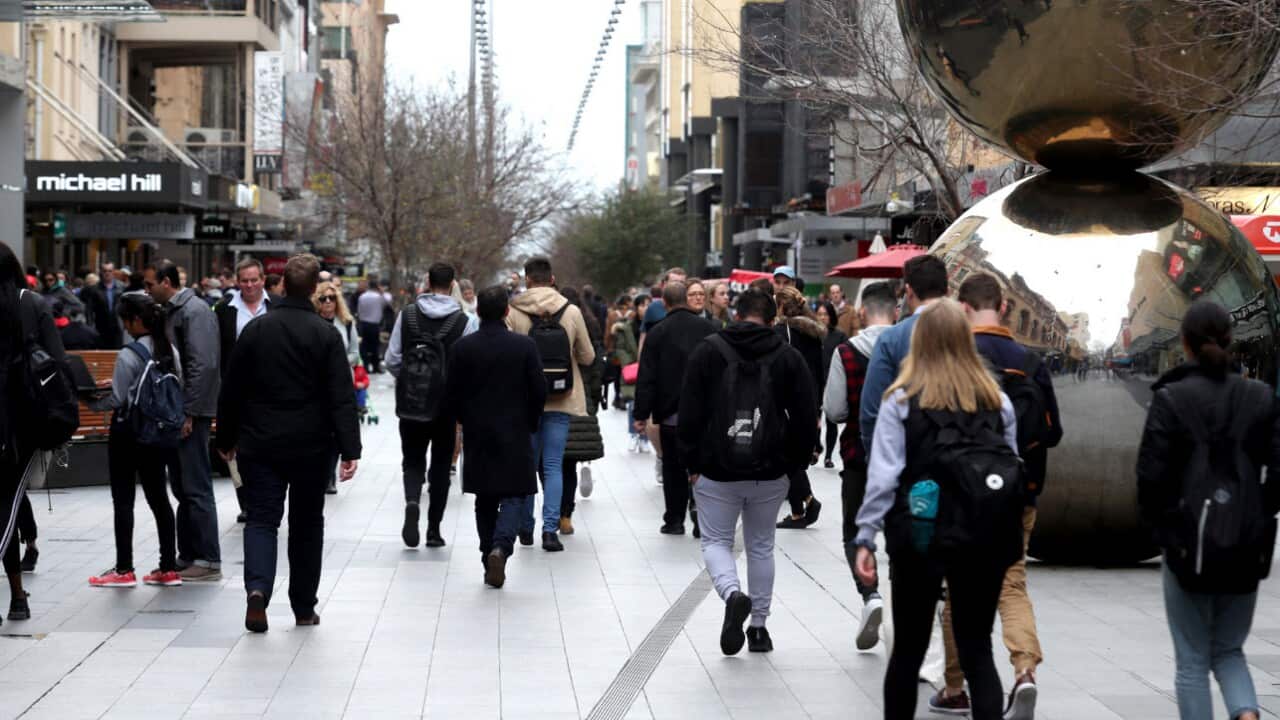 Pedestrians in Rundle Mall in Adelaide