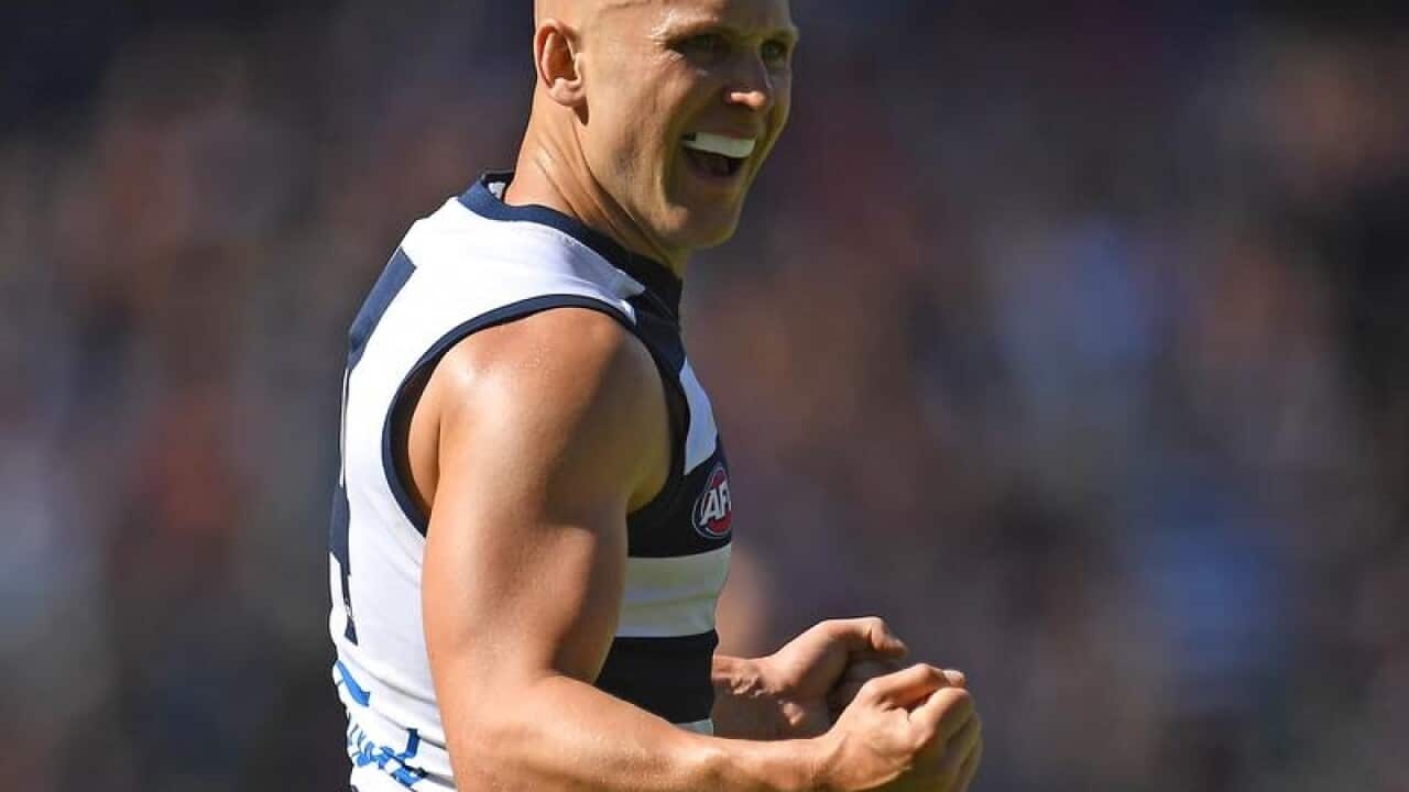 Gary Ablett of the Cats is seen in action during Round 1.