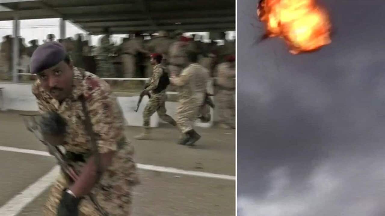 Images showing the moment the drone exploded.