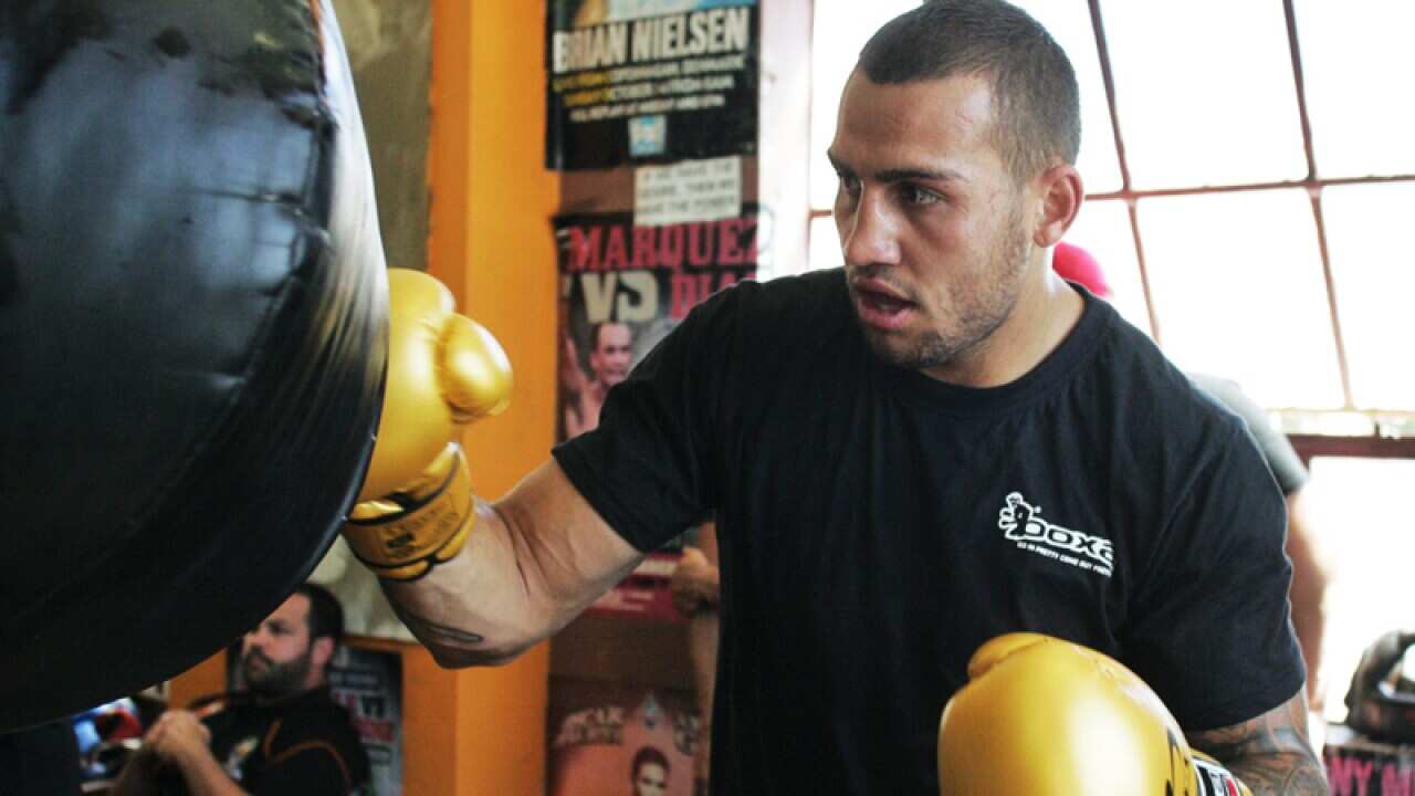 Rugby League player Blake Ferguson sparring.