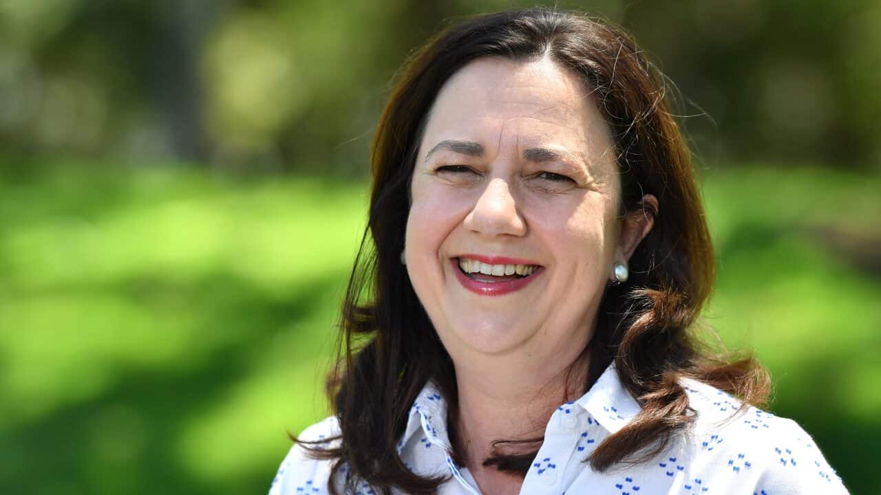 Queensland Premier Annastacia Palaszczuk is seen during a press conference at Rocks Riverside Park in Brisbane, Sunday, 1 November, 2020.