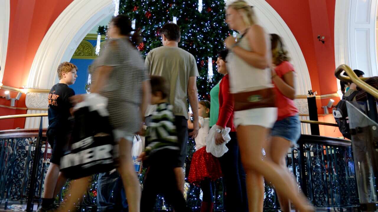 Shoppers in Sydney during the Christmas season