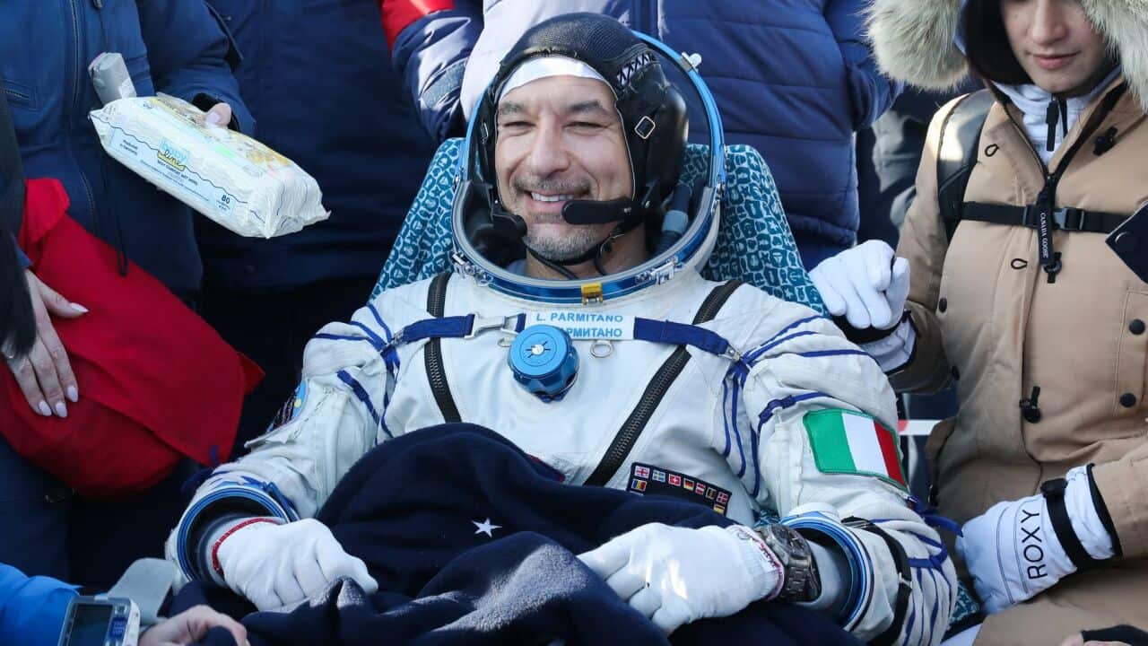 ISS Expedition 60/61 crew member, Italian astronaut Luca Parmitano (ESA) after the landing of the space capsule
