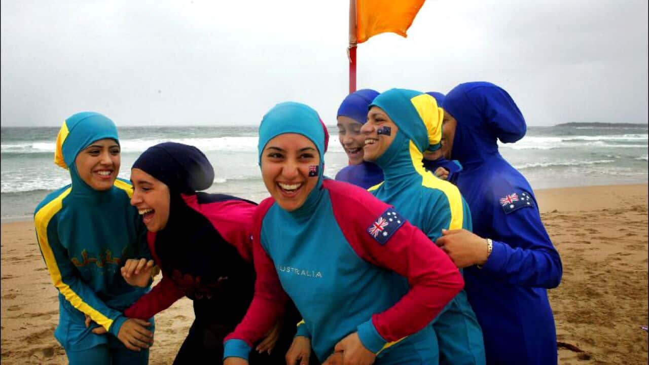 Young Muslim girls wearing Burqinis