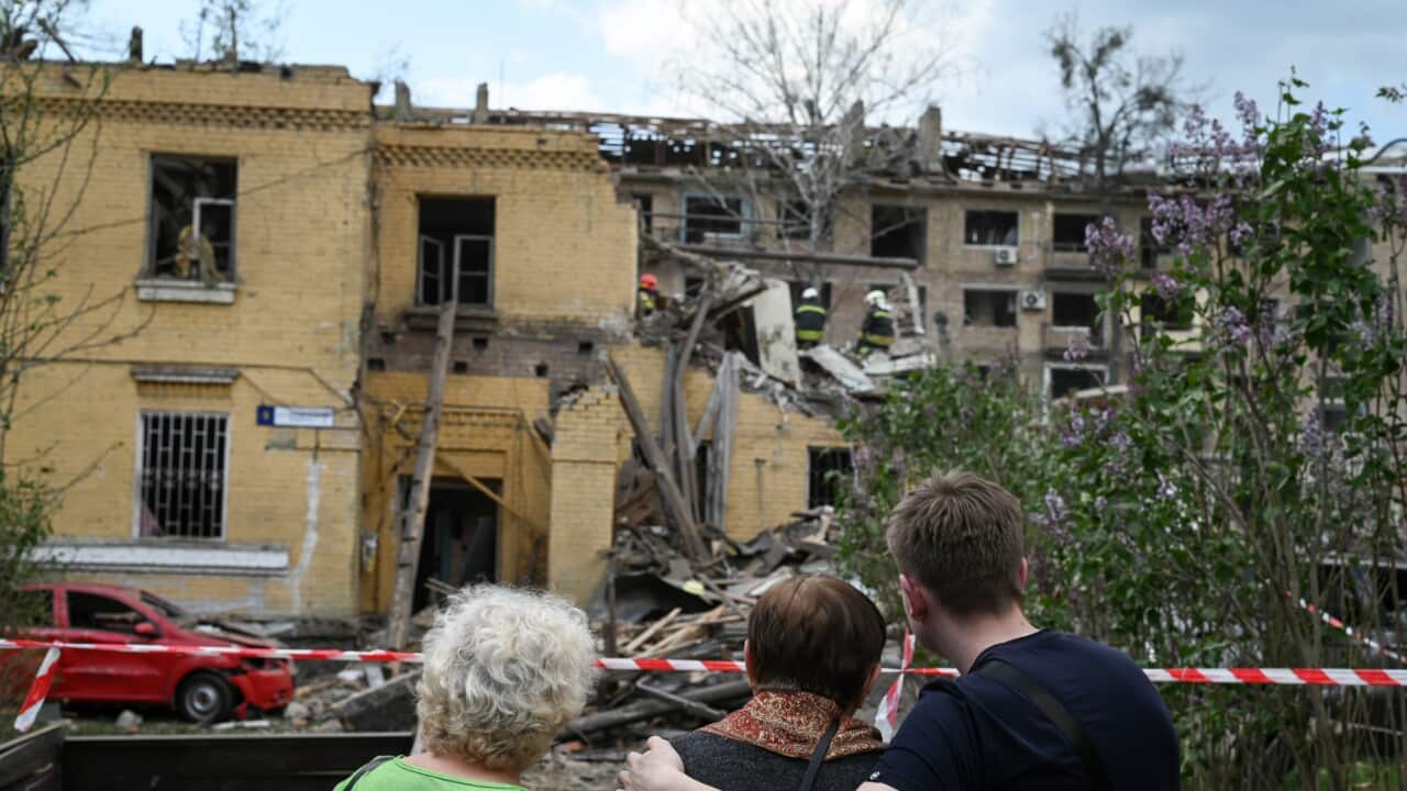 Ukraine: Emergency workers, aid organizations, and residents continue rescue operations and conduct clean up following a Russian ballistic missile strike on a residential apartment block.