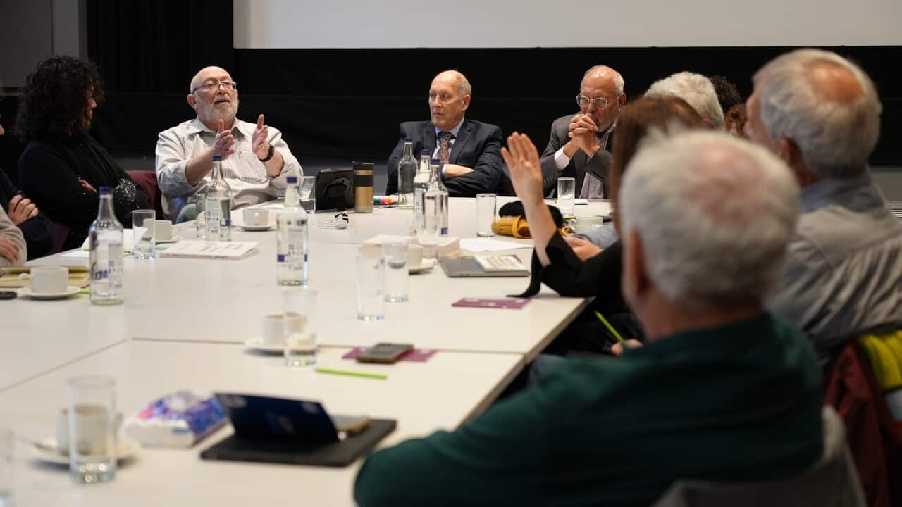 Sapir Handelman leads discussion in London between ordinary Israelis and Palestinians (SBS).jpg