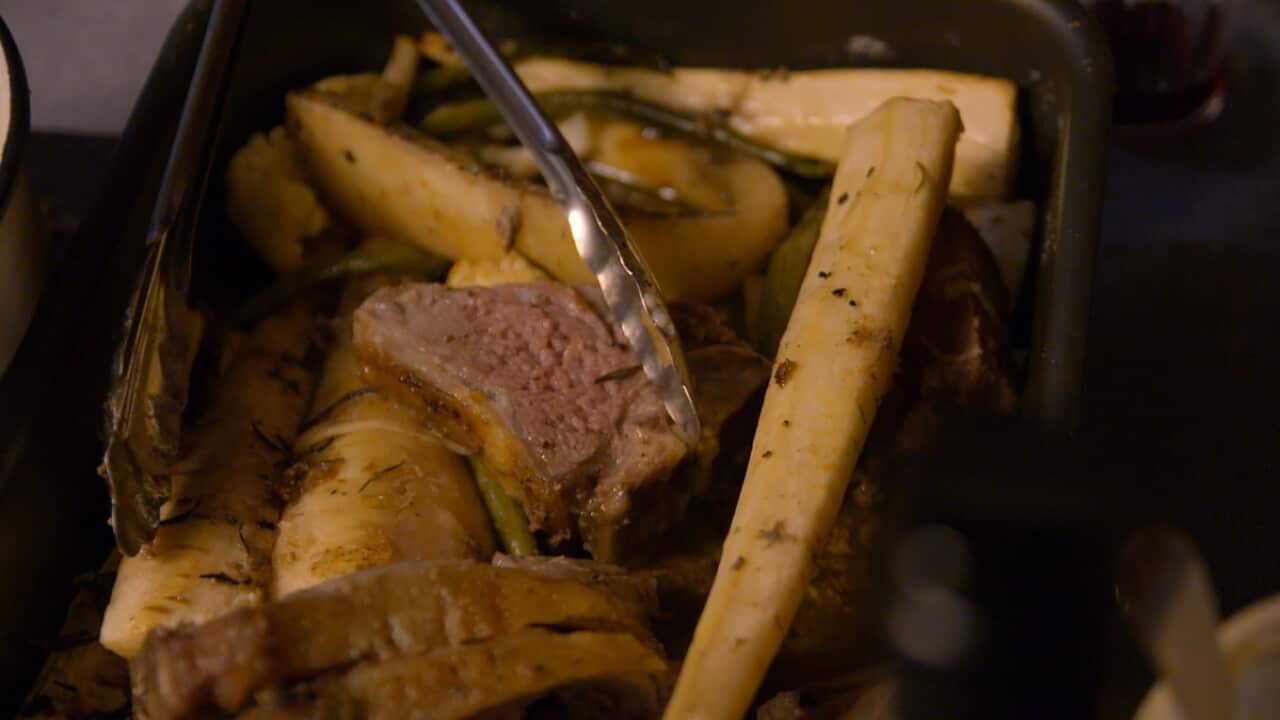 Roast lamb shoulder with rosemary and anchovy