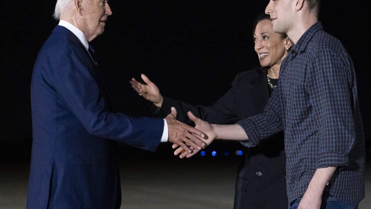 US President Biden, VP Harris greet prisoners freed from Russia