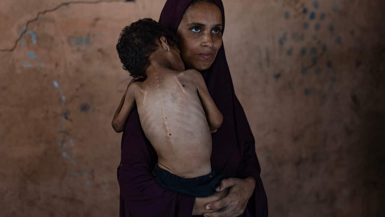 Palestinian child Yazan Abu Foul amid spreading famine in Gaza