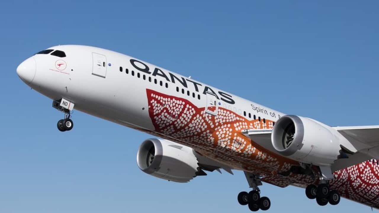 'Emily Kame Kngwarreye' a Qantas 787-9 Dreamliner.