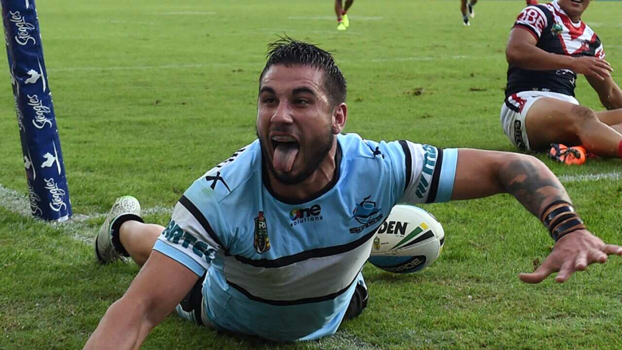 Jack Bird (left) of the Sharks.