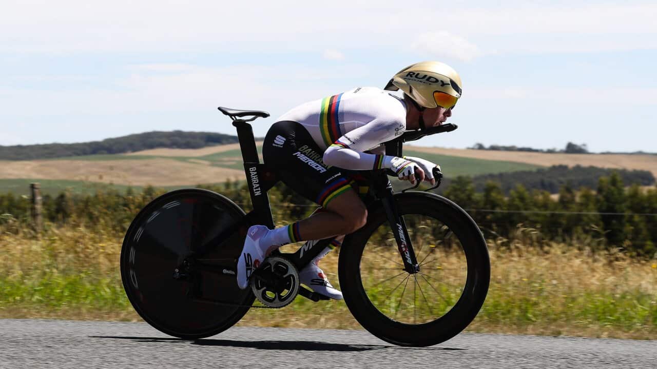 Con Chronis' photo of Rohan Dennis in full aero mode in the men's time trial at the 2019 Fed Uni Road National Championships. Dennis shared his knowledge in special clinic with Aussie coaches and rising youngsters
