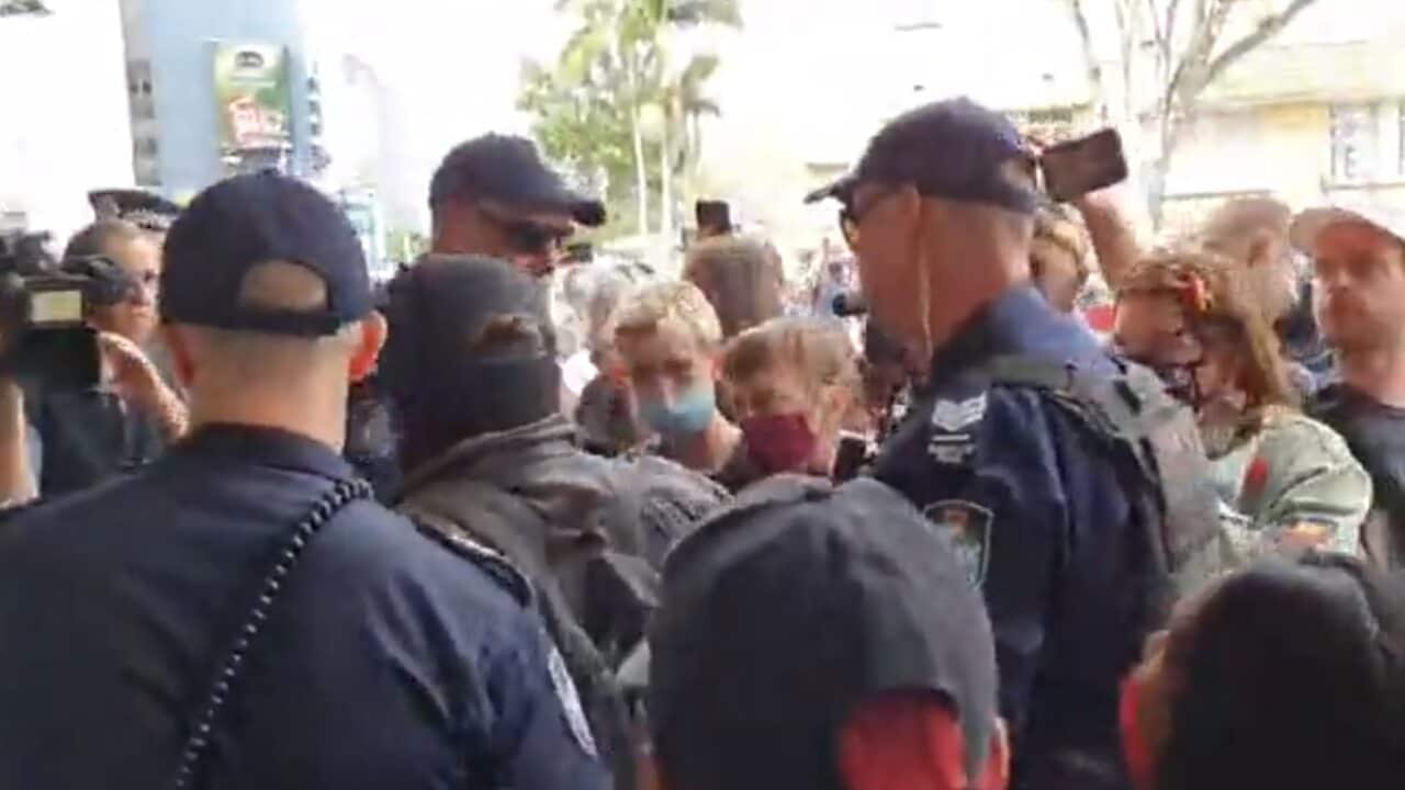 A screenshot of the protest taken from the Facebook account of Jonathan Sri, councillor for The Gabba