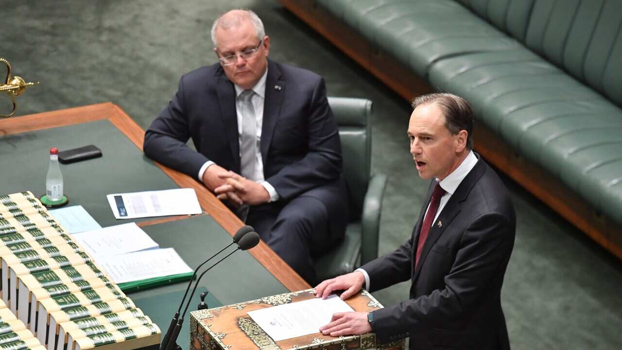 Minister for Health Greg Hunt making a ministerial statement to the House of Representatives