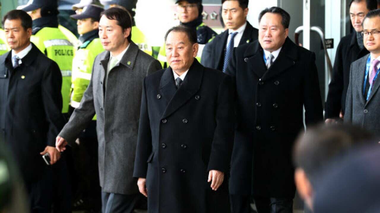 Kim Young=chul leading North Korean delegation to South.