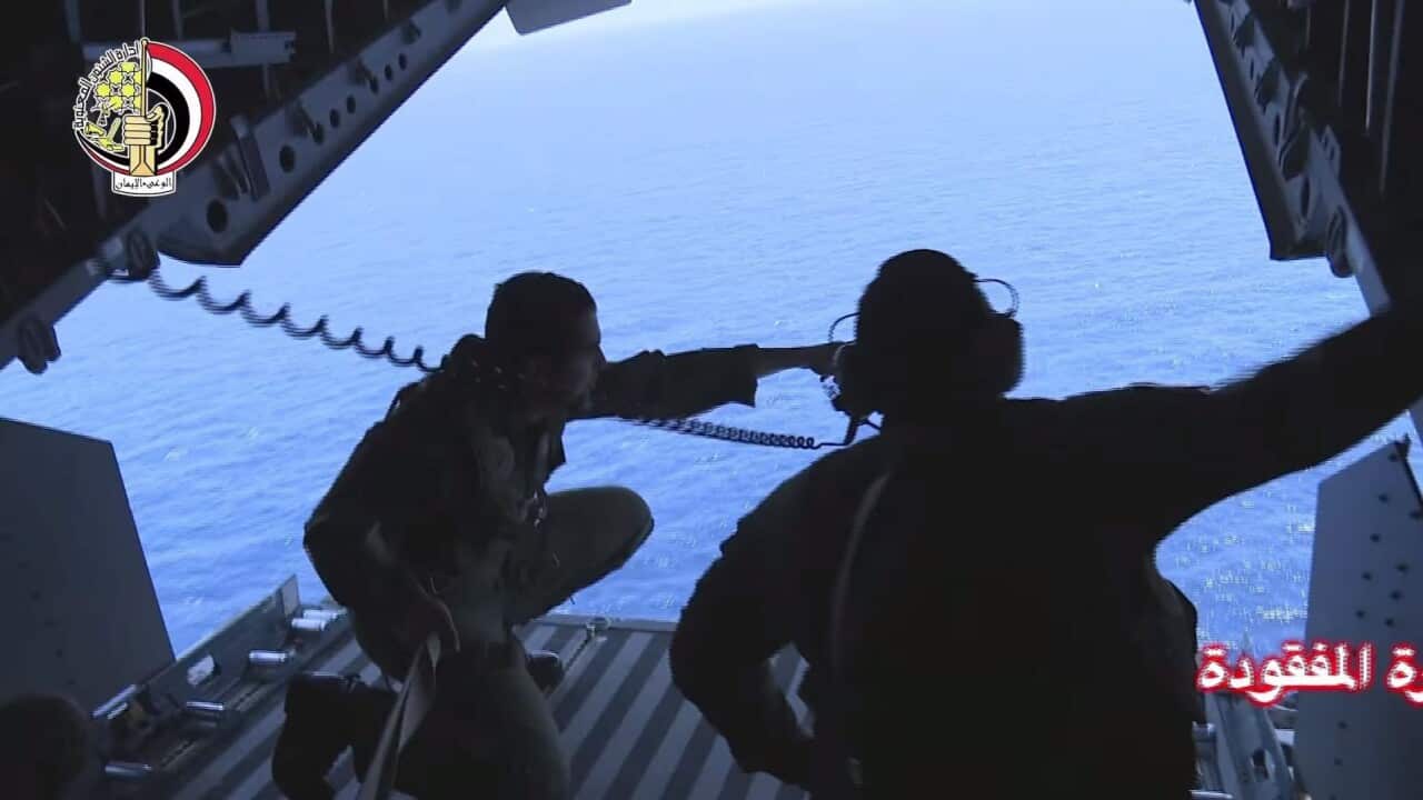  handout video from the Egyptian Defence Ministry shows Egyptian Navy engaged in search operations for missing EgyptAir flight MS804. (AP)