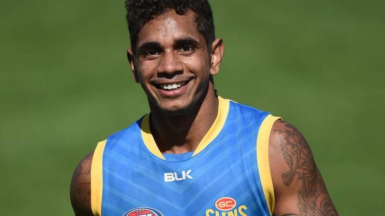 Jarrod Garlett looks on during the Gold Coast Suns training session
