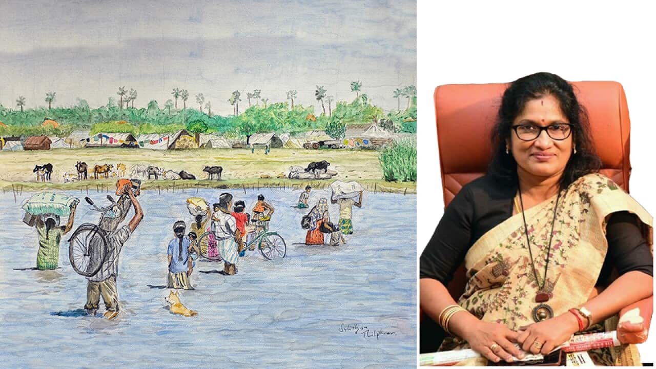 Left: Last days of the war in Sri Lanka, 2009 by Sagi Thilipkumar (@saygi). Right: Ananthi Sasitharan