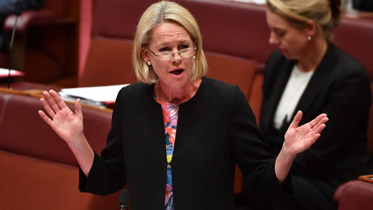 Minister for Regional Communications Fiona Nash during Question Time in the Senate chamber at Parliament House in Canberra, Tuesday, September 5, 2017. (AAP Image/Mick Tsikas) NO ARCHIVING