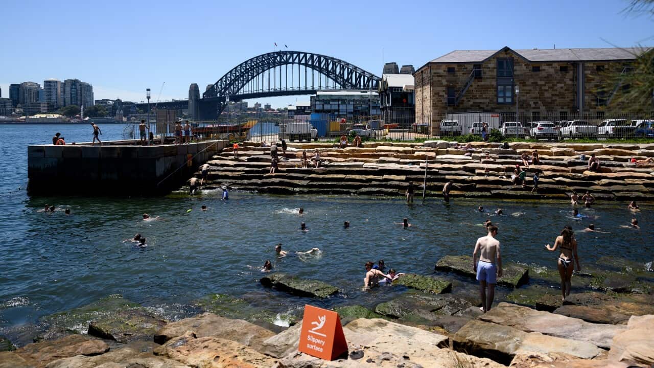 Sydneysiders experience heatwave conditions at Marrinawi Cove in Sydney (AAP)
