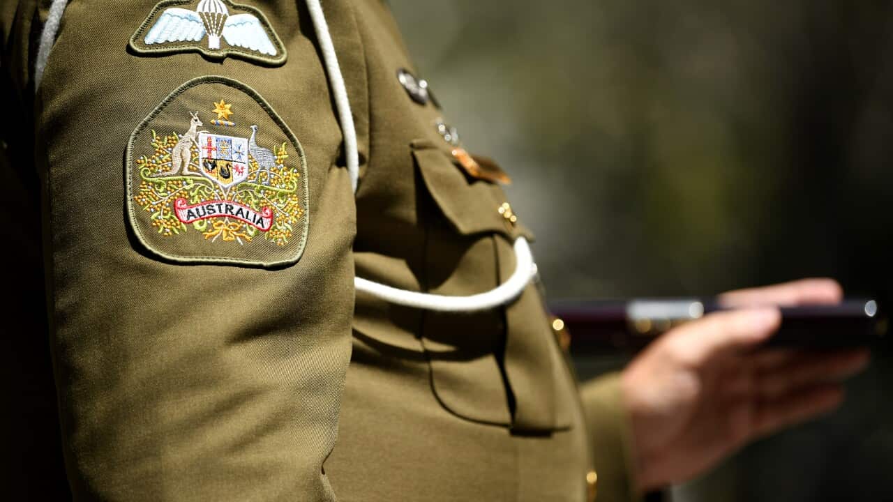 Army personal seen during a Remembrance Day Service in Martin Place, Sydney, Monday, November 11, 2019. At the 11th hour, on the 11th day of the 11th month, Australians, veterans and their families will gather across the country to mark the end of World W