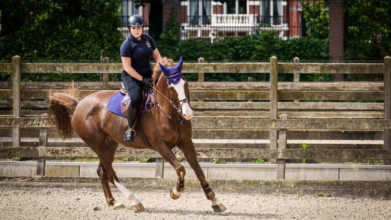 Den Haag 22-06-2021, de Prinses van Oranje op haar paard Mojito.