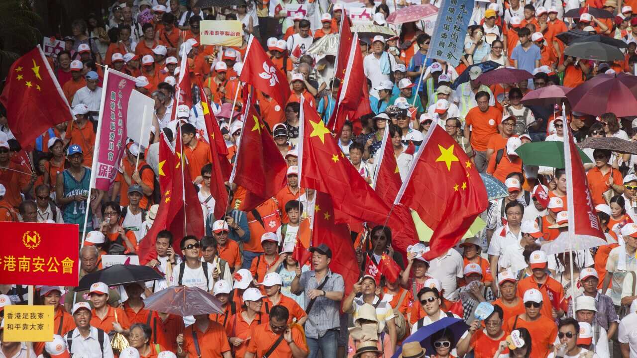 Pro-China demonstrators in Hong Kong