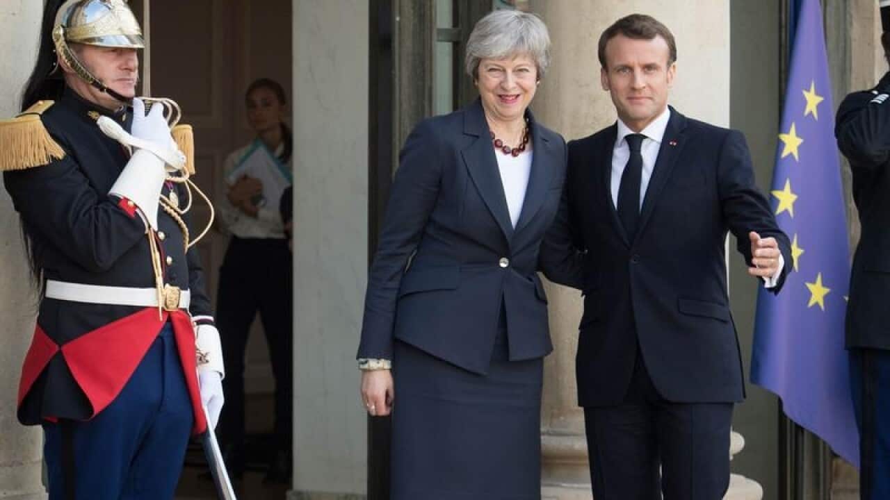 Prime Minister Theresa May with French President Emmanuel Macron