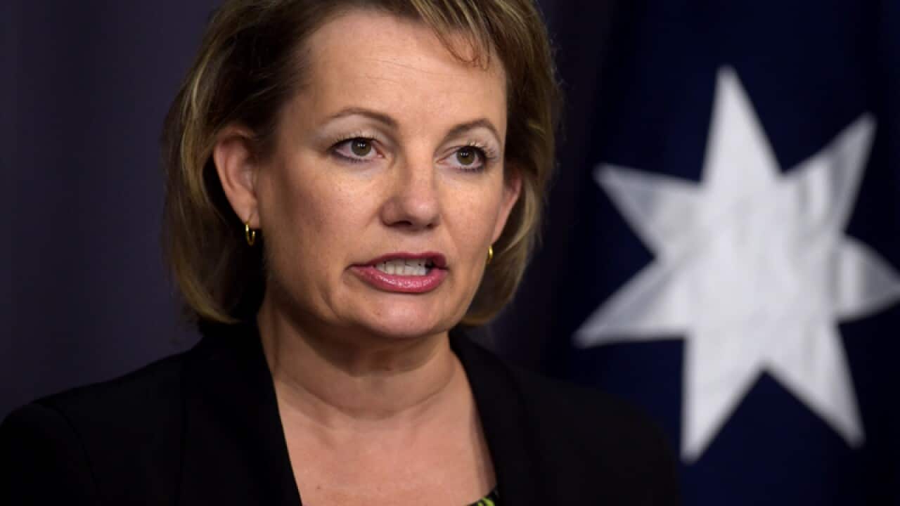 Health Minister Sussan Ley speaks during a press conference at Parliament House in Canberra, Wednesday, May 27, 2015. Ms Ley commented on the planed Pharmaceutical Benefits Scheme to be reformed. (AAP Image/Lukas Coch) NO ARCHIVING
